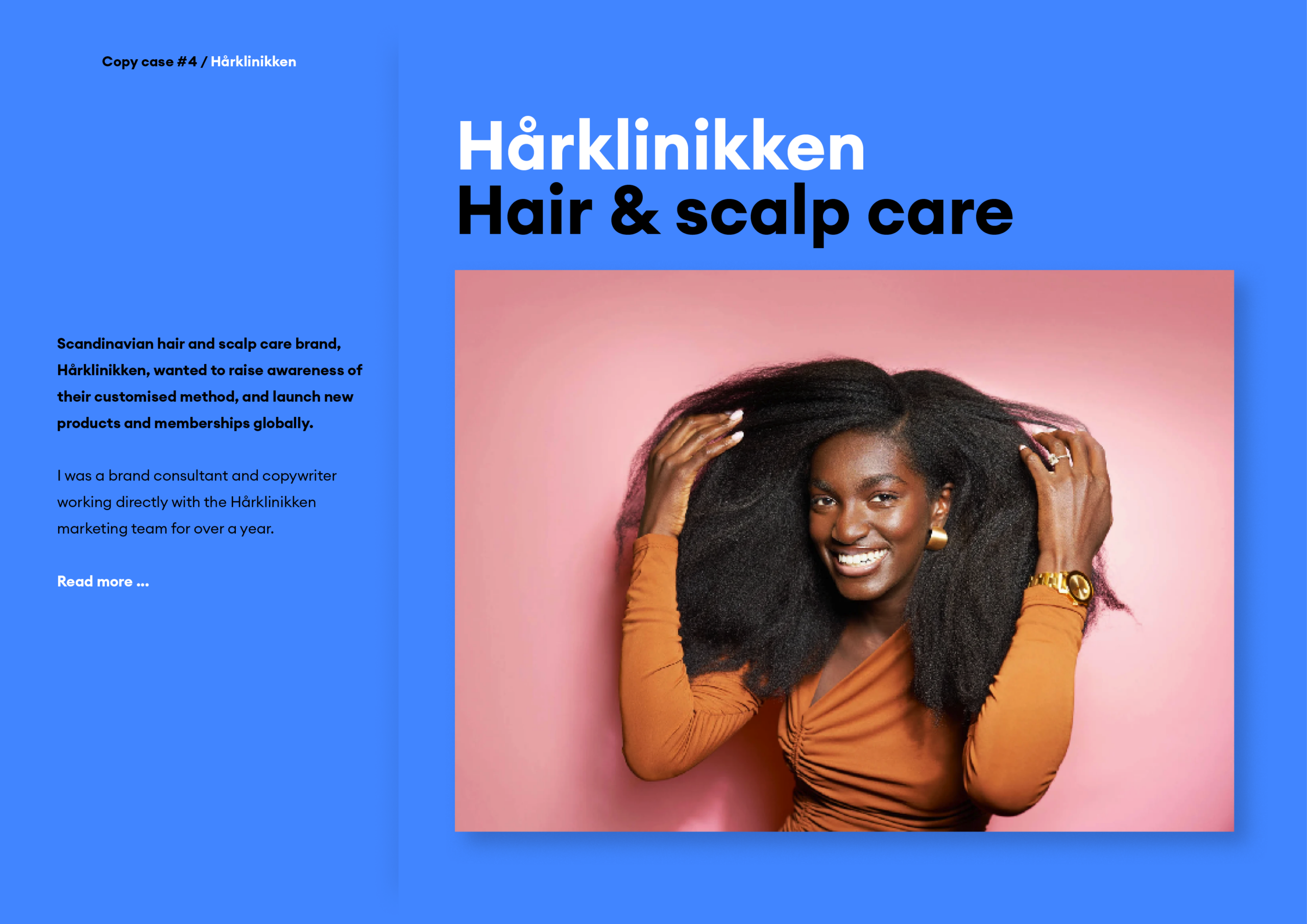 Clare McNally Hårklinikken copywriting